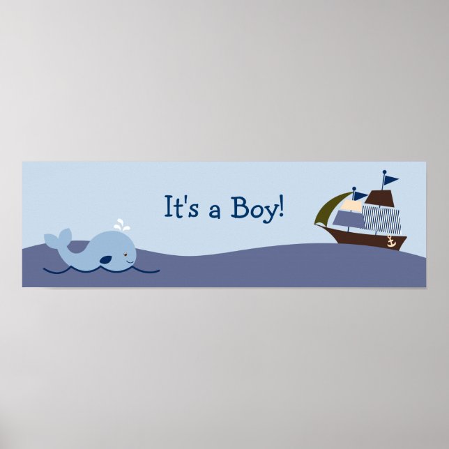 Ahoy Mate Nautical Baby Shower Banner Sign (Front)