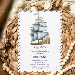 Ahoy mate Nautical kids birthday Invitation