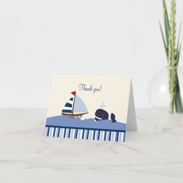 Ahoy Mate Whale (Blue) Thank you Notes (Front)