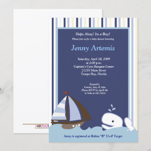 Ahoy Mate Whale Sailboat Boy Nautical Baby Shower Invitation
