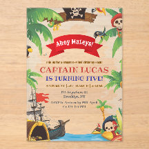 Ahoy Matey Boys Pirate Birthday Invitation