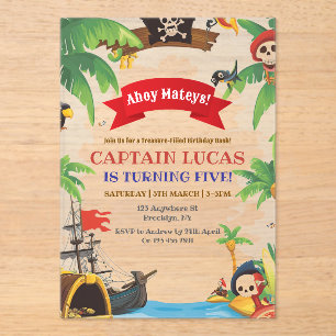 Ahoy Matey Boys Pirate Birthday Invitation