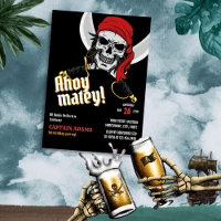 Ahoy Matey! Dark Pirates Skull Mascot Birthday