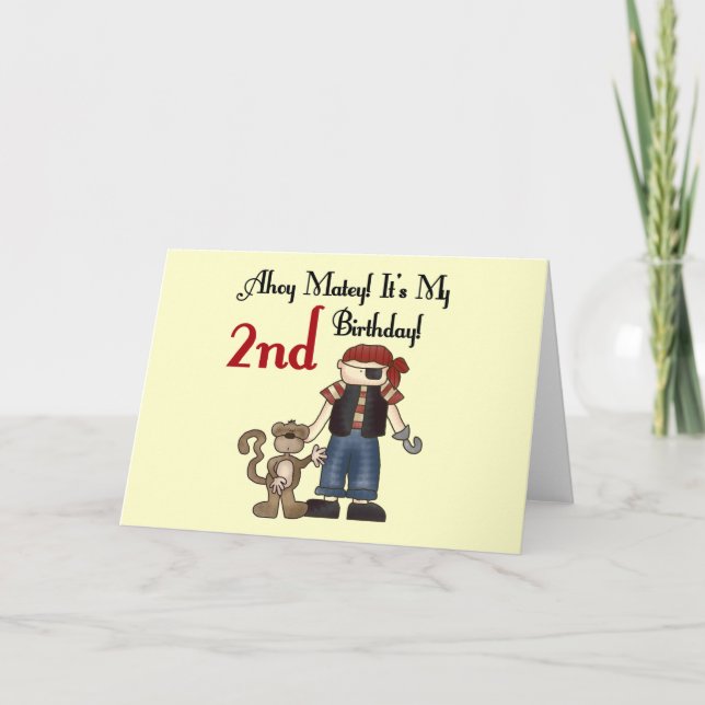 Ahoy Matey Pirate 2nd Birthday tshirts and Gifts Card (Front)