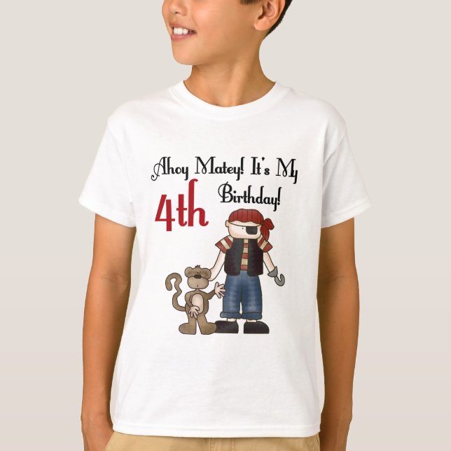 Ahoy Matey Pirate 4th Birthday Tshirts and Gifts (Front)