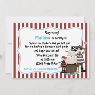 Ahoy Matey -Pirate birthday party invitation-r n w Invitation