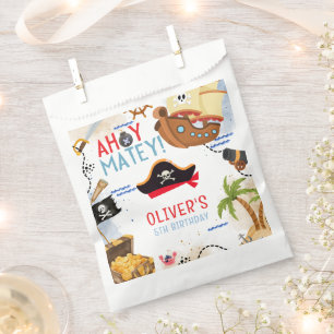 Ahoy Matey Pirate Favor Bag, Kids Pirate Birthday Favour Bags