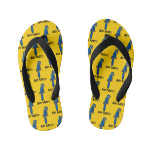Ahoy Matey Pirate Parrot Cartoon, Funny Macaw Bird Kid's Flip Flops