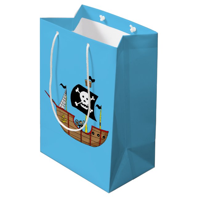 ahoy matey pirate ship medium gift bag (Back Angled)