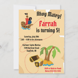 Ahoy Matey! Pirate Themed Kids' Birthday Party Invitation