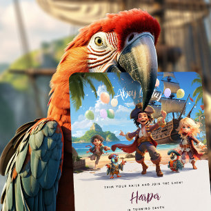 Ahoy Mateys! Pirate Paradise Island Birthday Bash Invitation