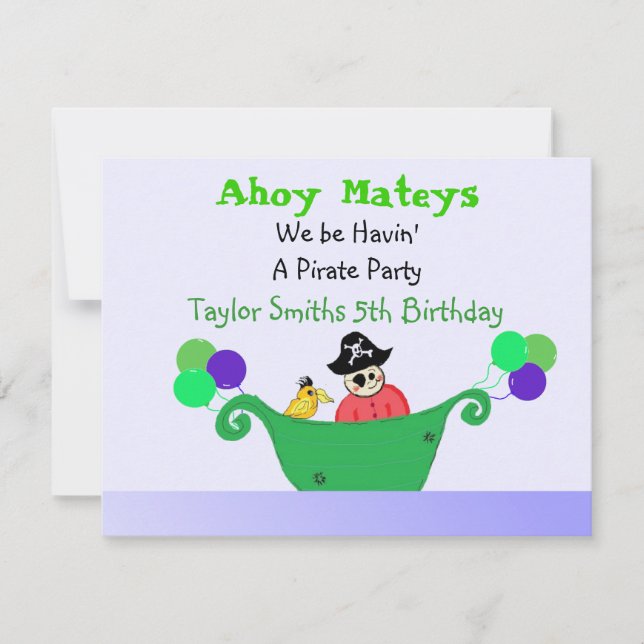 Ahoy Mateys Pirate Party Invitation (Front)