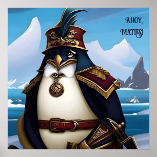 Ahoy, Maties! AI Fantasy Digital Art Print Penguin