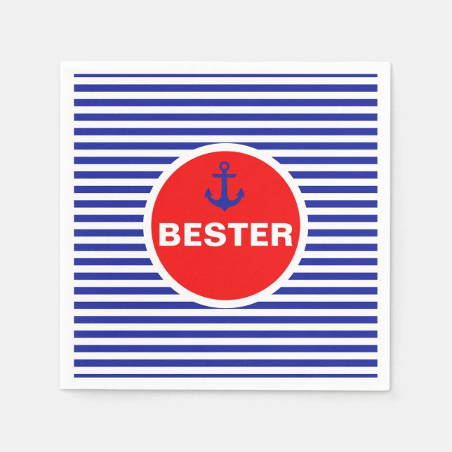 Ahoy! Nautical Anchor Sailor Party Napkins (Front)