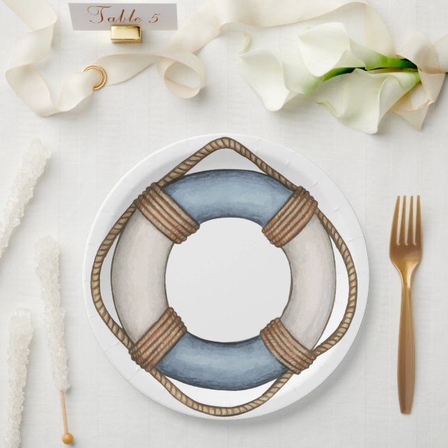 Ahoy! Nautical Baby Shower Paper Plates (Wedding)