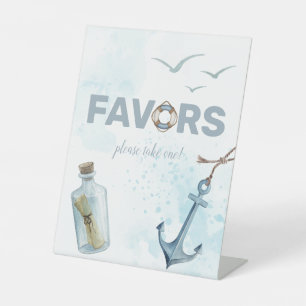 Ahoy! Nautical Baby Shower Pedestal Sign