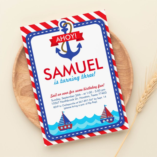 AHOY! Nautical Birthday Party Invitation (Creator Uploaded)