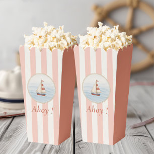 Ahoy Nautical Birthday   Red Stripe & Sailboat Favour Box
