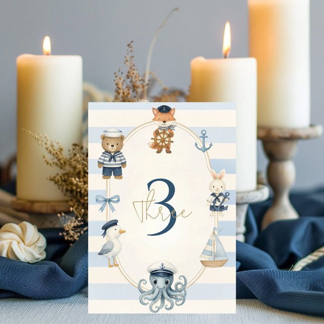 Ahoy Nautical Birthday  | Sea Animals  & Sailor  Table Number (Creator Uploaded)