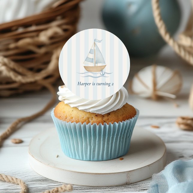 Ahoy Nautical Birthday Sticker | Sailboat & Pastel (Creator Uploaded)