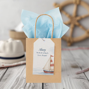 Ahoy Nautical Birthday Thank You Sailboat Party Gift Tags