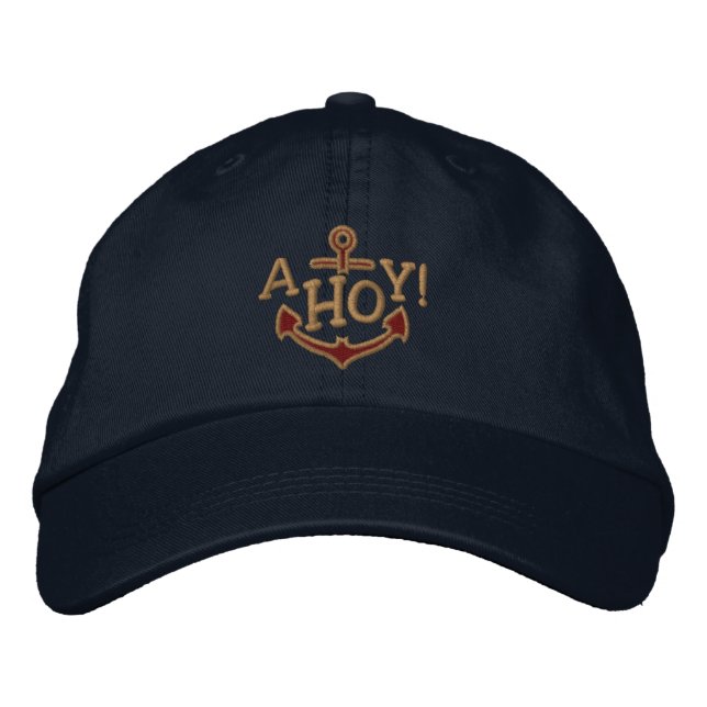 AHOY! Nautical Greetings Embroidery Embroidered Hat (Front)