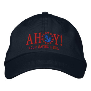 AHOY! Nautical Greetings Embroidery Embroidered Hat