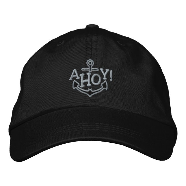 AHOY! Nautical Greetings Embroidery Embroidered Hat (Front)