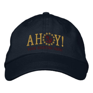 AHOY! Nautical Greetings Embroidery Embroidered Hat
