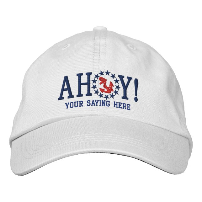 AHOY! Nautical Greetings Embroidery Embroidered Hat (Front)