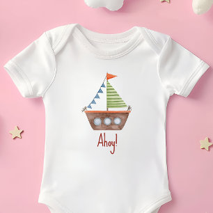 Ahoy  Nautical kids watercolor  Baby Bodysuit