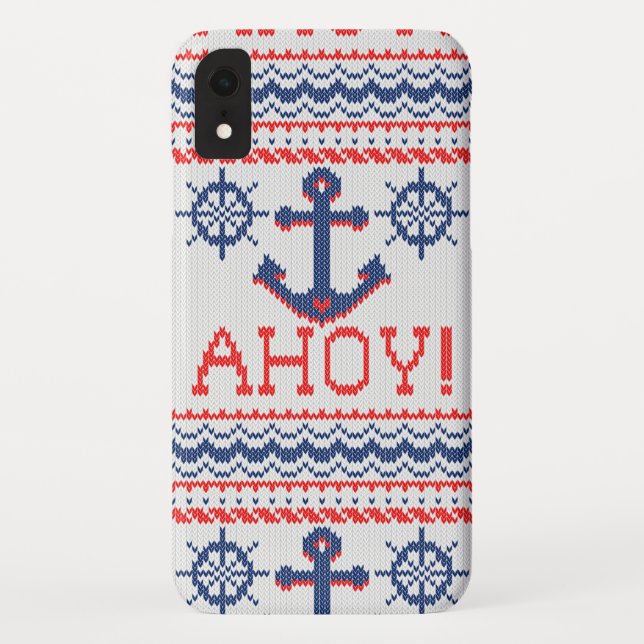 AHOY Nautical Knitting Christmas Jumper Style Case-Mate iPhone Case (Back)