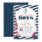 Ahoy Nautical Red Navy Stripe Twin Boy Baby Shower