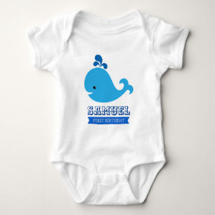 AHOY! Nautical Whale Ocean Birthday Baby Bodysuit