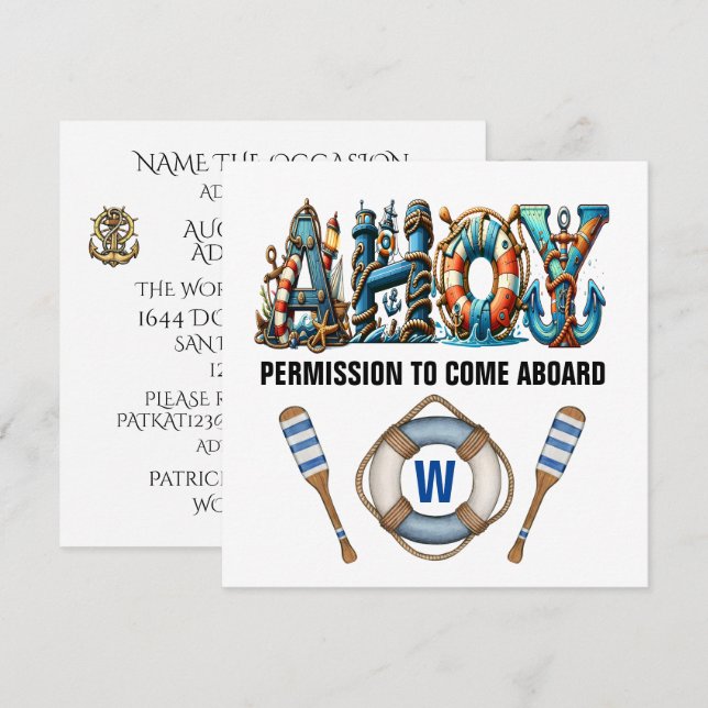 AHOY PERMISSION TO BOARD  INVITATION (Front/Back)