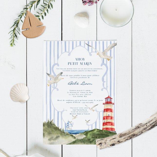 Ahoy Petit Marin Faire-Part Baby Shower Nautique Invitation (Creator Uploaded)
