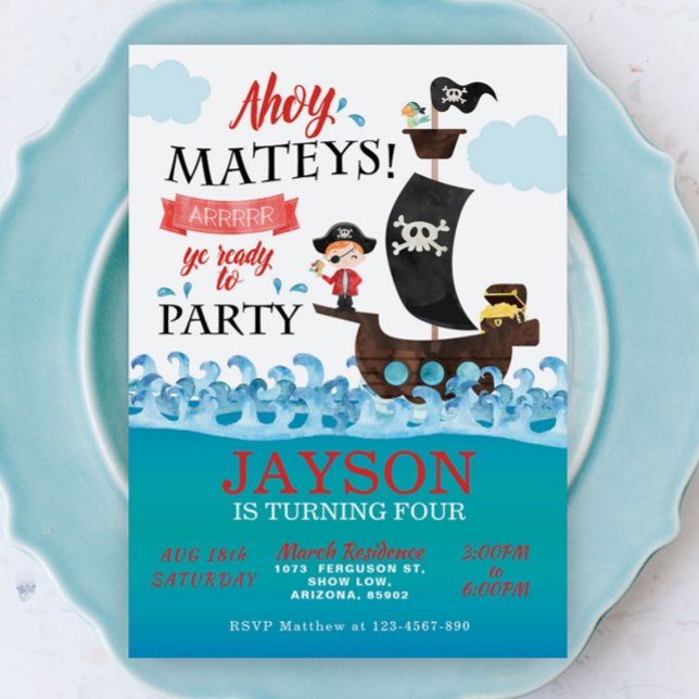 Ahoy Pirate Birthday Invitation (Creator Uploaded)
