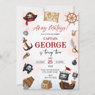 Ahoy pirate Boy birthday Invitation
