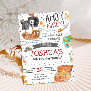 Ahoy Pirate Boy Birthday Party Invitation