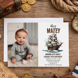 Ahoy! Pirate Ship 8th Birthday Invitation