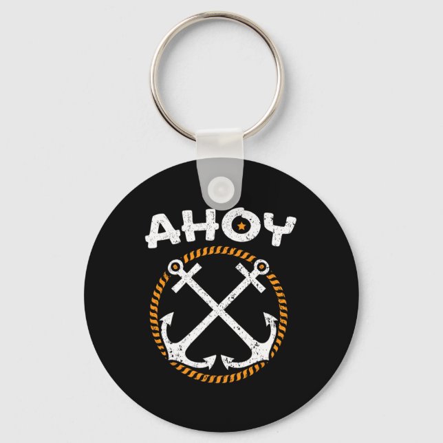 Ahoy Ship Captain Seafarer Nautical Sailor Boating Key Ring (Front)