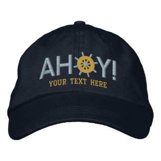 Ahoy Ships Wheel Captains Personalised Embroidered Hat