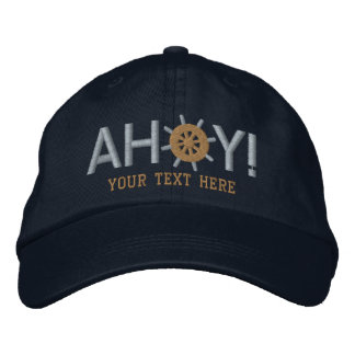 Ahoy Ships Wheel Captains Personalized Embroidered Hat