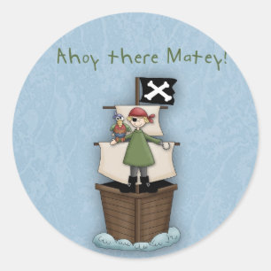 Ahoy There Matey!      Pirate Party Classic Round Sticker