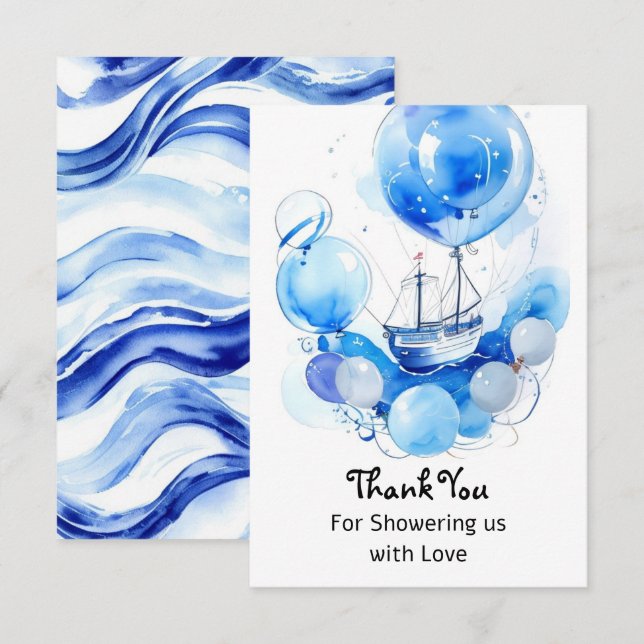 Ahoy There! Nautical Magic Boy Baby Shower Thank You Card (Front/Back)