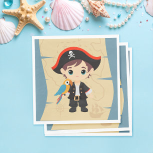 Ahoy There! Pirate Boy Birthday Party Napkin