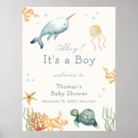 Ahoy Under The Sea Whale Boy Baby Shower Welcome