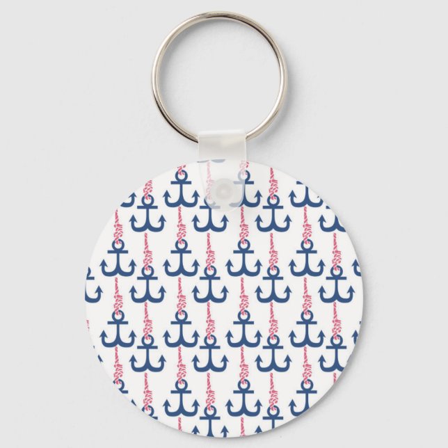Ahoy Vintage Anchor pattern. Key Ring (Front)