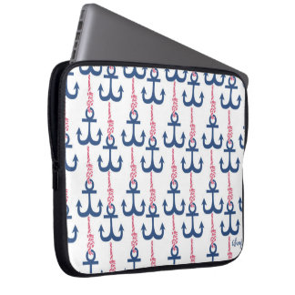 Ahoy Vintage Anchor pattern. Laptop Sleeve