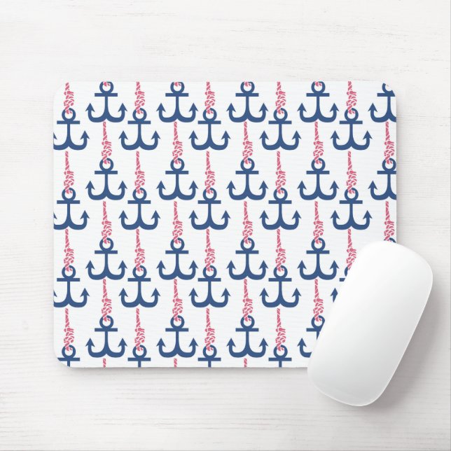 Ahoy Vintage Anchor pattern. Mouse Mat (With Mouse)